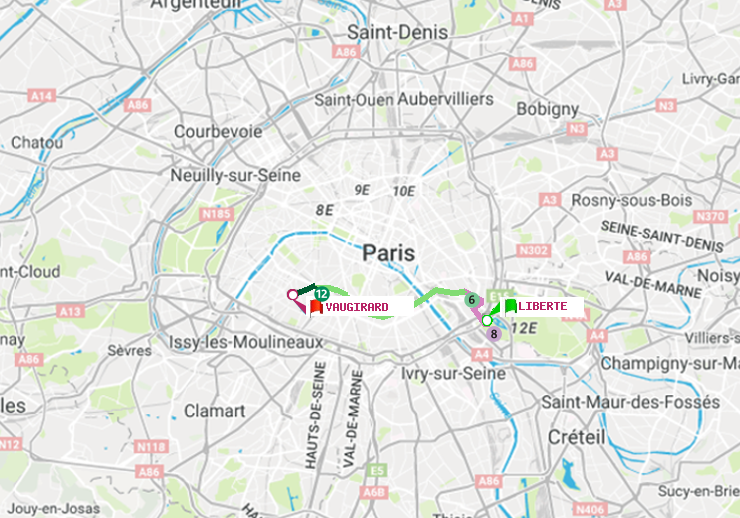 plan itinéraire ratp de Liberté à Vaugirard (Adolphe Chérioux)