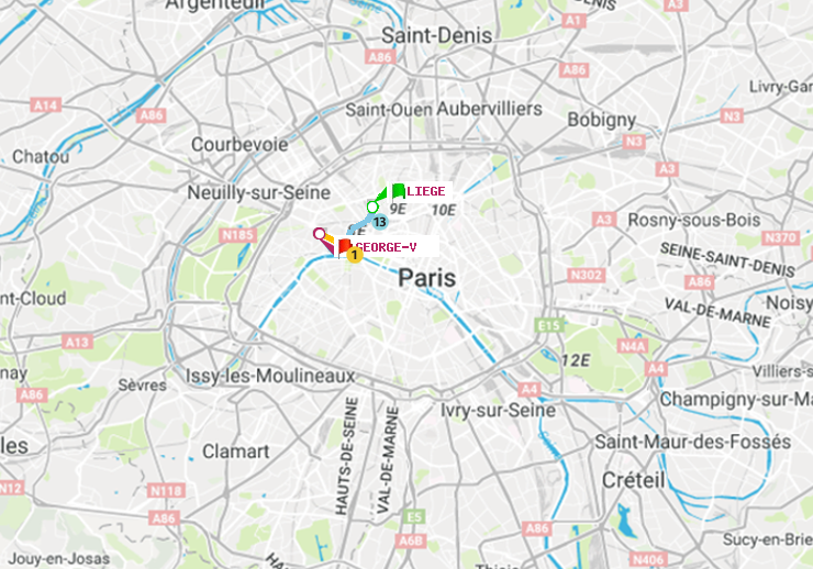 plan itinéraire ratp de Liège à George V
