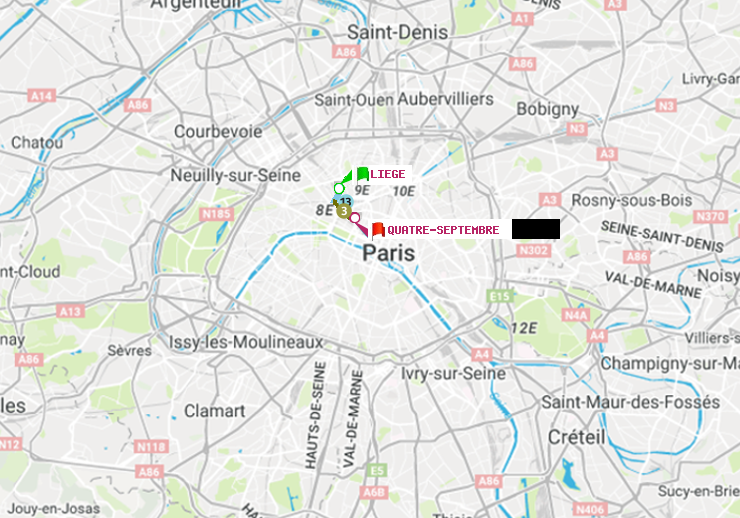 plan itinéraire ratp de Liège à Quatre Septembre
