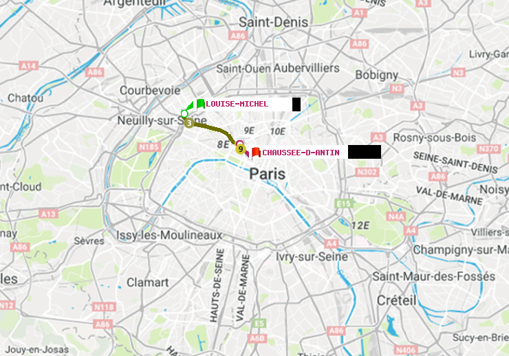 plan itinéraire ratp de Louise Michel à Chaussée d