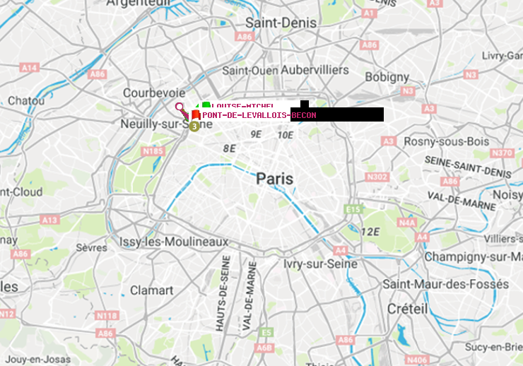 plan itinéraire ratp de Louise Michel à Pont de Levallois-Bécon