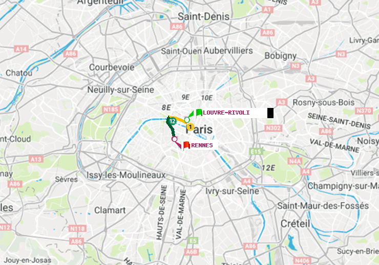 plan itinéraire ratp de Louvre-Rivoli à Rennes