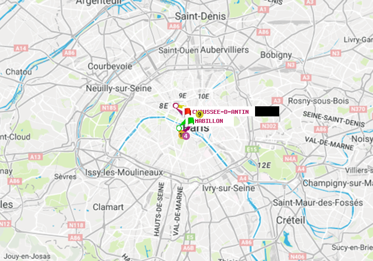plan itinéraire ratp de Mabillon à Chaussée d