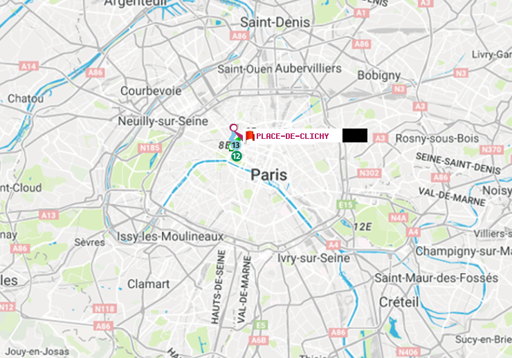 plan itinéraire ratp de Madeleine à Place de Clichy