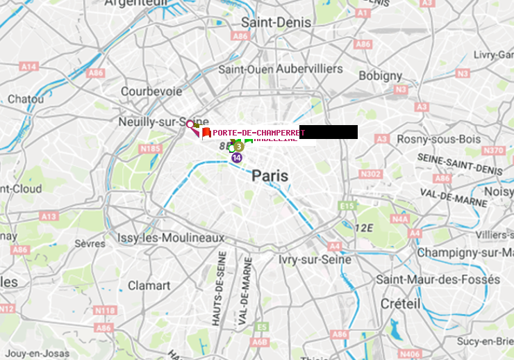 plan itinéraire ratp de Madeleine à Porte de Champerret