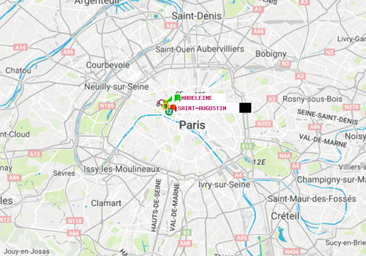 plan itinéraire ratp de Madeleine à Saint-Augustin