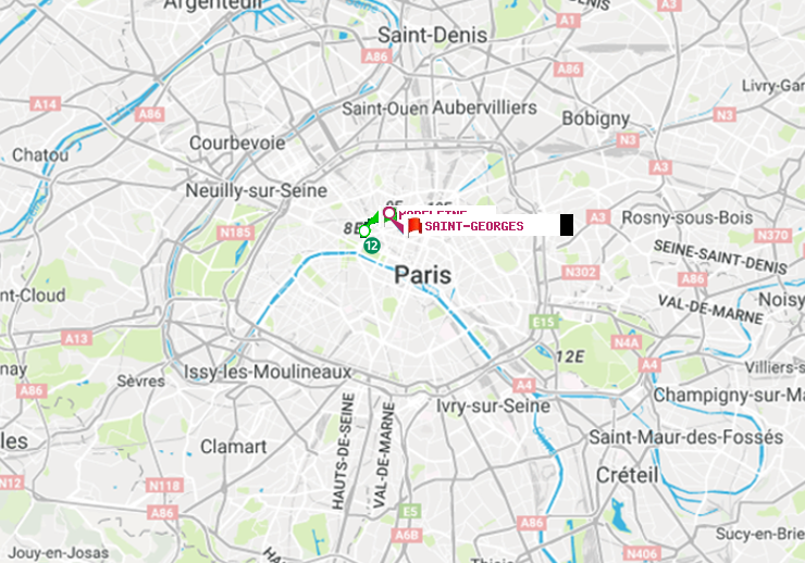 plan itinéraire ratp de Madeleine à Saint-Georges