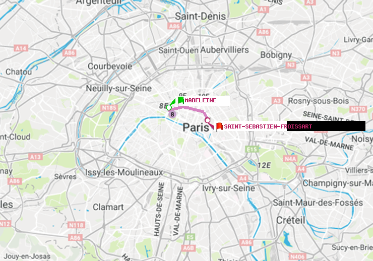 plan itinéraire ratp de Madeleine à Saint-Sébastien-Froissart
