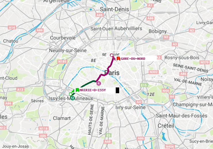 plan itinéraire ratp de Mairie d