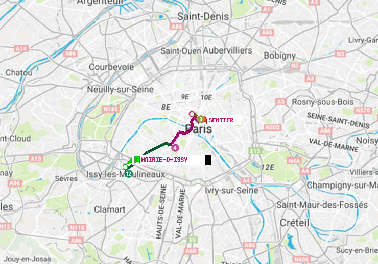 plan itinéraire ratp de Mairie d