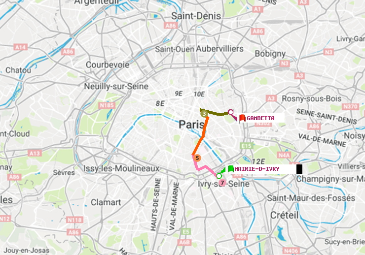 plan itinéraire ratp de Mairie d