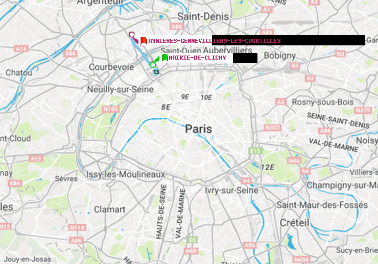 plan itinéraire ratp de Mairie de Clichy à Asnieres-Gennevilliers Les Courtilles