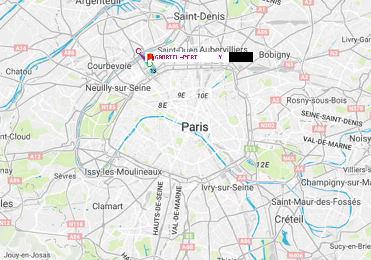 plan itinéraire ratp de Mairie de Clichy à Gabriel-Péri