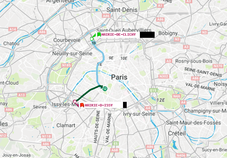 plan itinéraire ratp de Mairie de Clichy à Mairie d