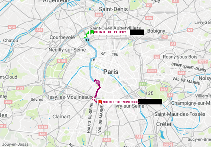 plan itinéraire ratp de Mairie de Clichy à Mairie de Montrouge