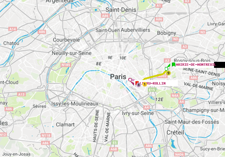 plan itinéraire ratp de Mairie de Montreuil à Ledru-Rollin