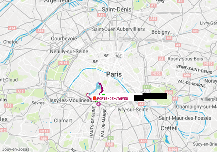 plan itinéraire ratp de Mairie de Montrouge à Porte de Vanves