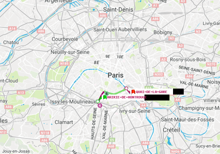 plan itinéraire ratp de Mairie de Montrouge à Quai de la Gare