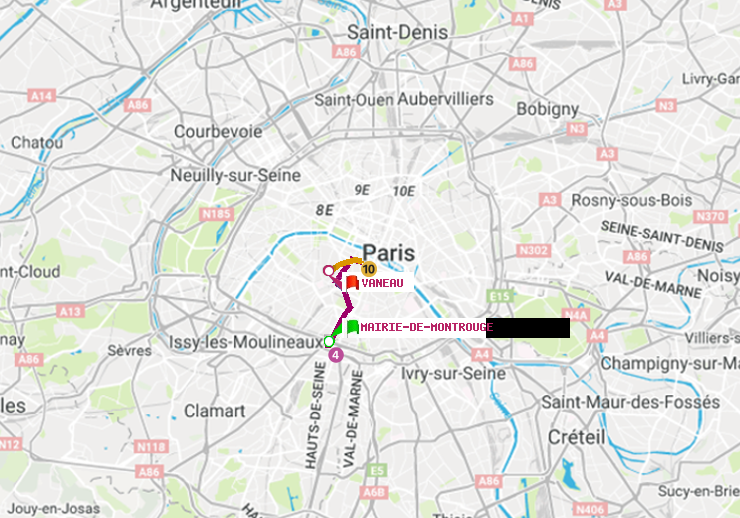 plan itinéraire ratp de Mairie de Montrouge à Vaneau