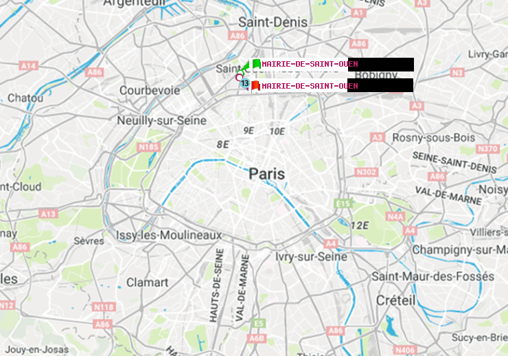 plan itinéraire ratp de Mairie de Saint-Ouen à Mairie de Saint-Ouen