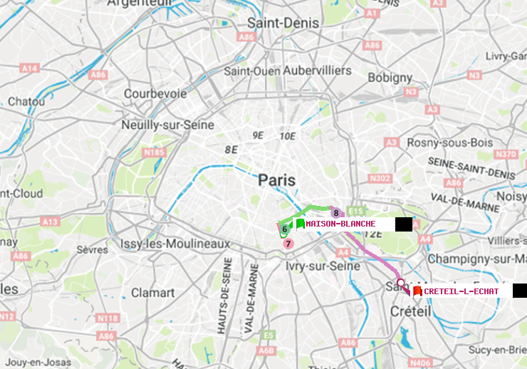 plan itinéraire ratp de Maison Blanche à Créteil-L
