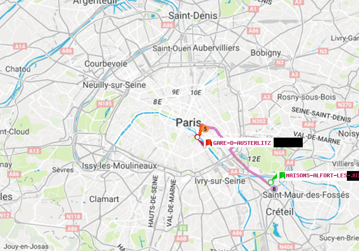 plan itinéraire ratp de Maisons-Alfort-Les Juilliottes à Gare d