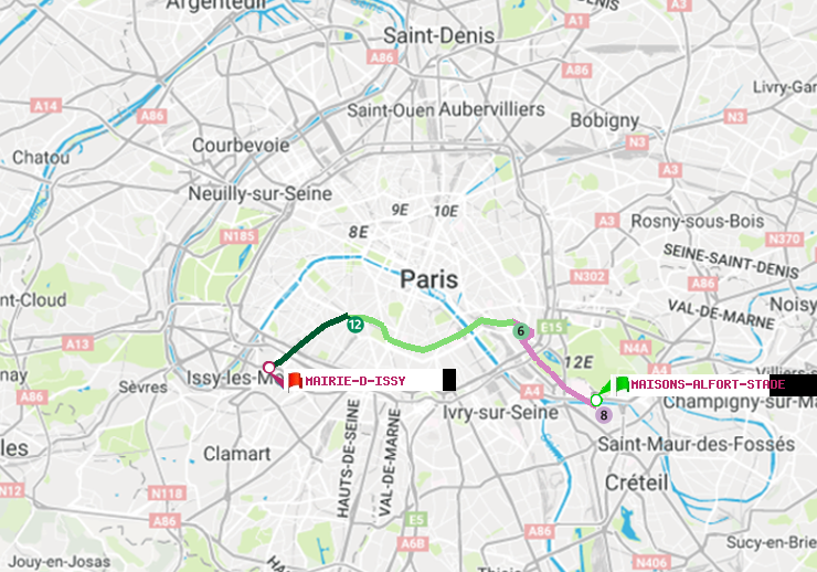 plan itinéraire ratp de Maisons-Alfort-Stade à Mairie d