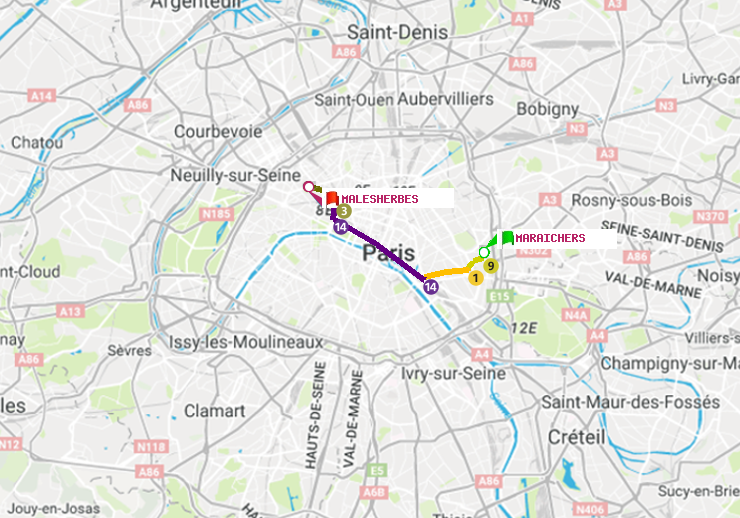 plan itinéraire ratp de Maraichers à Malesherbes