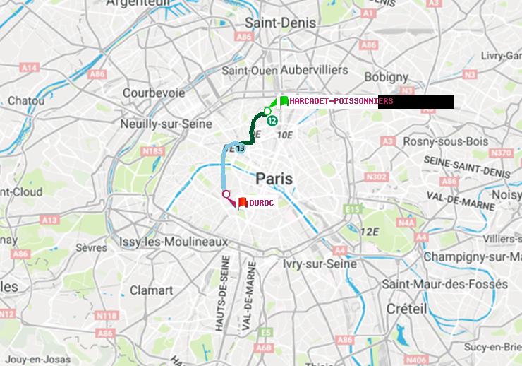 plan itinéraire ratp de Marcadet-Poissonniers à Duroc