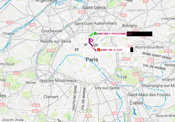 plan itinéraire ratp de Marcadet-Poissonniers à Gare de l