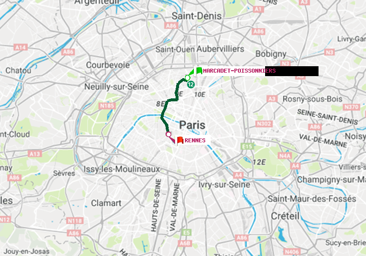 plan itinéraire ratp de Marcadet-Poissonniers à Rennes