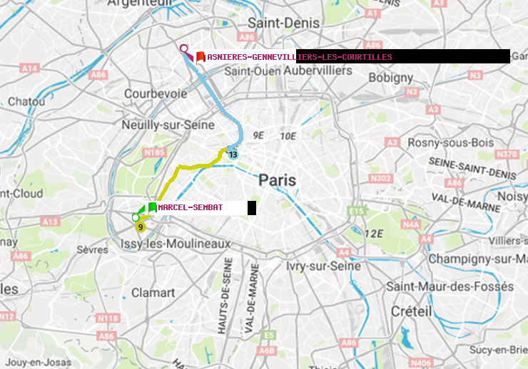 plan itinéraire ratp de Marcel Sembat à Asnieres-Gennevilliers Les Courtilles