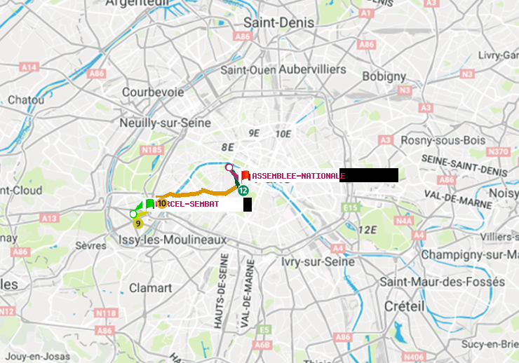 plan itinéraire ratp de Marcel Sembat à Assemblée Nationale