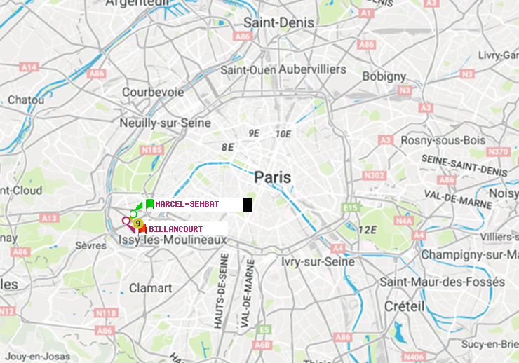 plan itinéraire ratp de Marcel Sembat à Billancourt