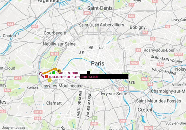 plan itinéraire ratp de Marcel Sembat à Boulogne Pont de Saint-Cloud