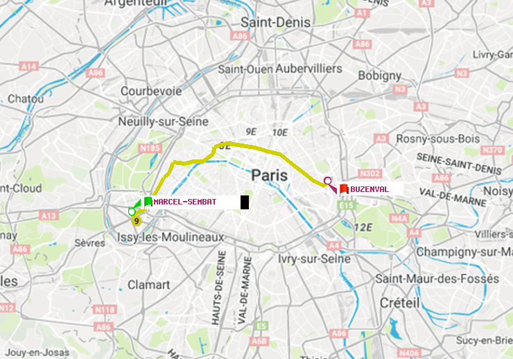 plan itinéraire ratp de Marcel Sembat à Buzenval