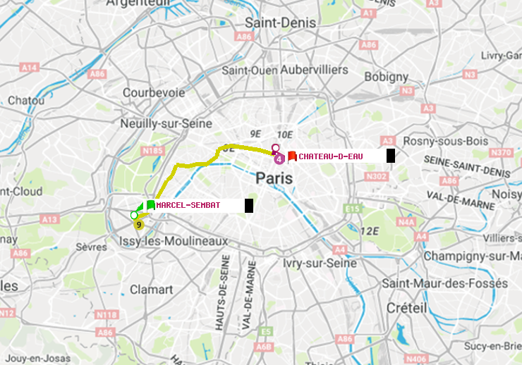 plan itinéraire ratp de Marcel Sembat à Château d