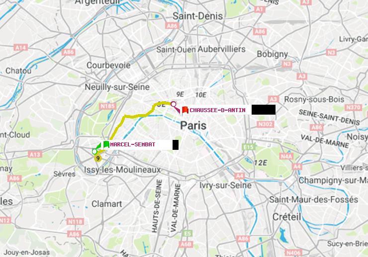 plan itinéraire ratp de Marcel Sembat à Chaussée d