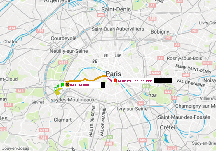 plan itinéraire ratp de Marcel Sembat à Cluny-La Sorbonne