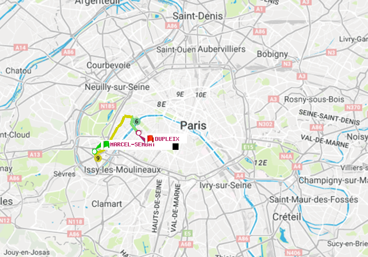 plan itinéraire ratp de Marcel Sembat à Dupleix