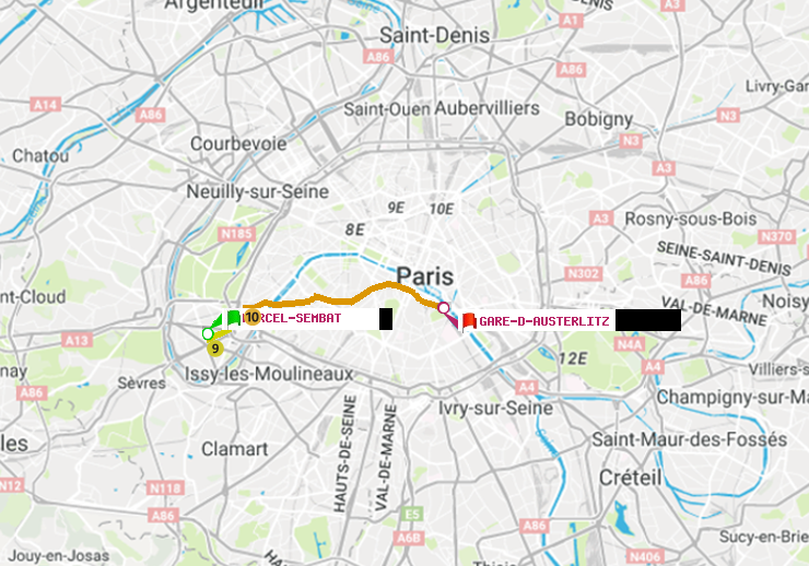 plan itinéraire ratp de Marcel Sembat à Gare d