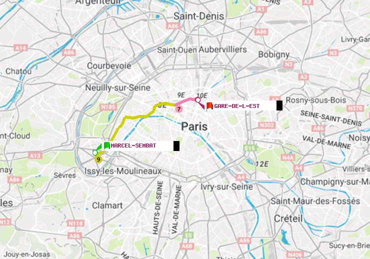 plan itinéraire ratp de Marcel Sembat à Gare de l
