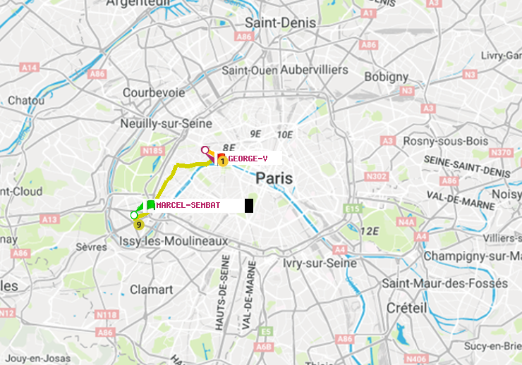 plan itinéraire ratp de Marcel Sembat à George V