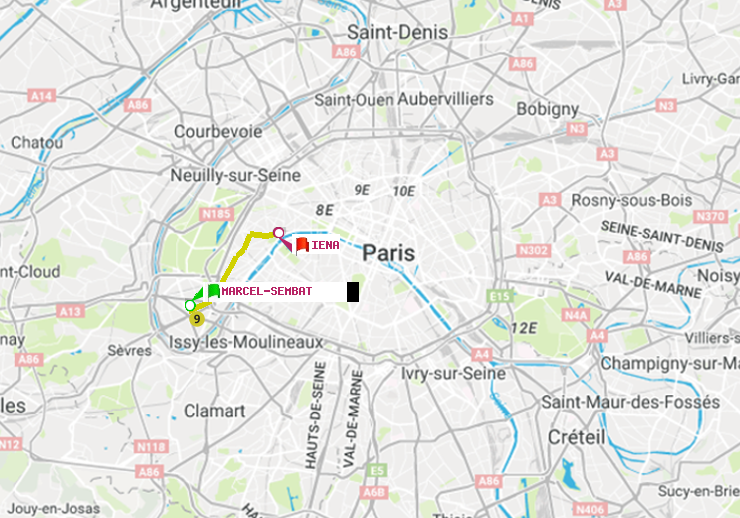 plan itinéraire ratp de Marcel Sembat à Iéna