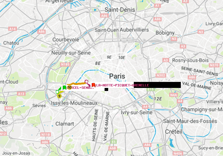 plan itinéraire ratp de Marcel Sembat à La Motte-Picquet-Grenelle
