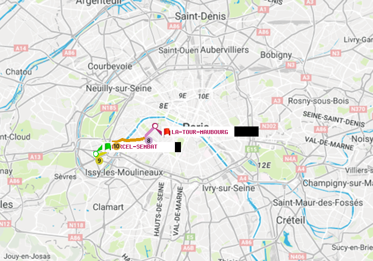 plan itinéraire ratp de Marcel Sembat à La Tour-Maubourg