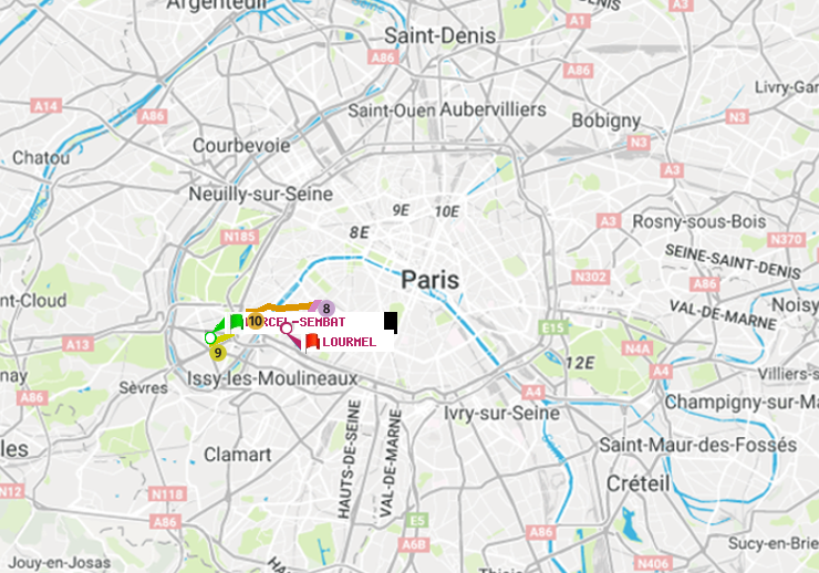 plan itinéraire ratp de Marcel Sembat à Lourmel