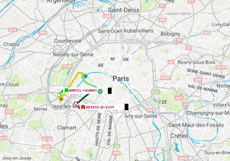 plan itinéraire ratp de Marcel Sembat à Mairie d