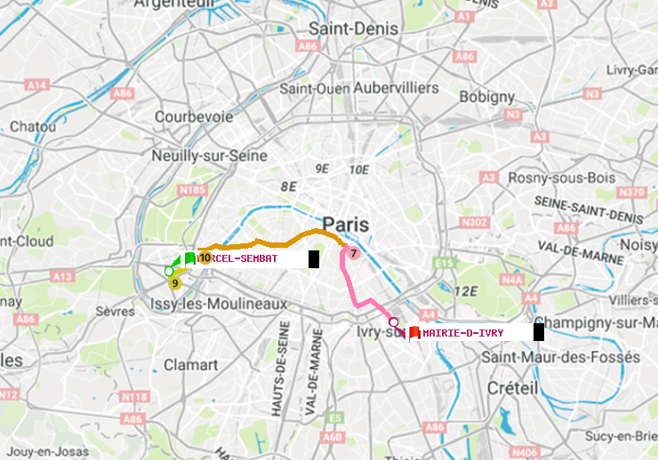 plan itinéraire ratp de Marcel Sembat à Mairie d