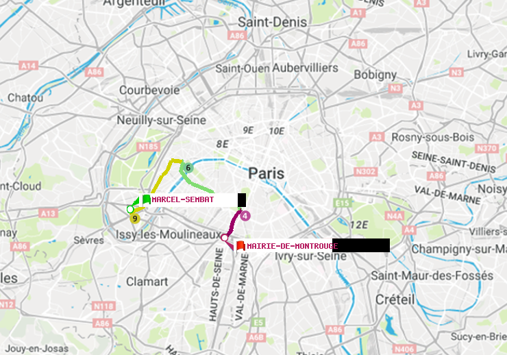 plan itinéraire ratp de Marcel Sembat à Mairie de Montrouge